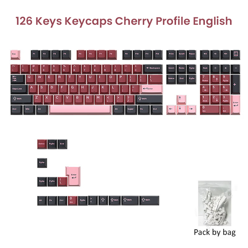 126 touches Double Shot PBT Cherry Keycaps clavier de jeu mécanique sans fil pour MX Switch Keycap GMK67 GMK87 GMK61 clavier Keycap: Kaki