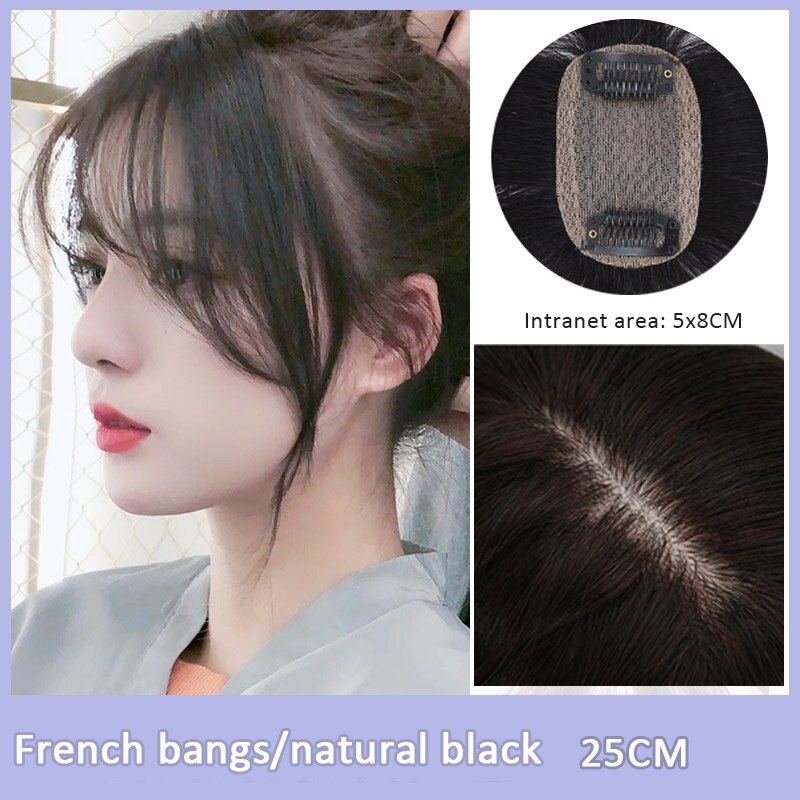 3D Long Bangs Clip In on Front Hair Bang Side Fringe Hair Extension Synthetic Bangs Hair Women Bangs Synthetic Hair Pieces
