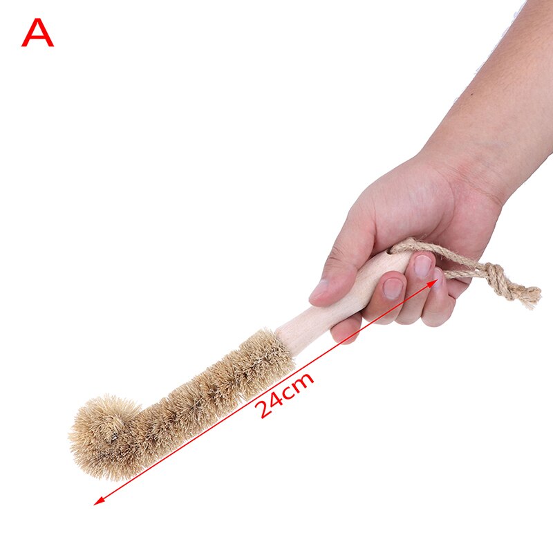 Cleaning Brush Long Handle Bottle Brush Non-stick Skillet Coconut Palm Cup Brush Pot Brush Glass Decontamination: A