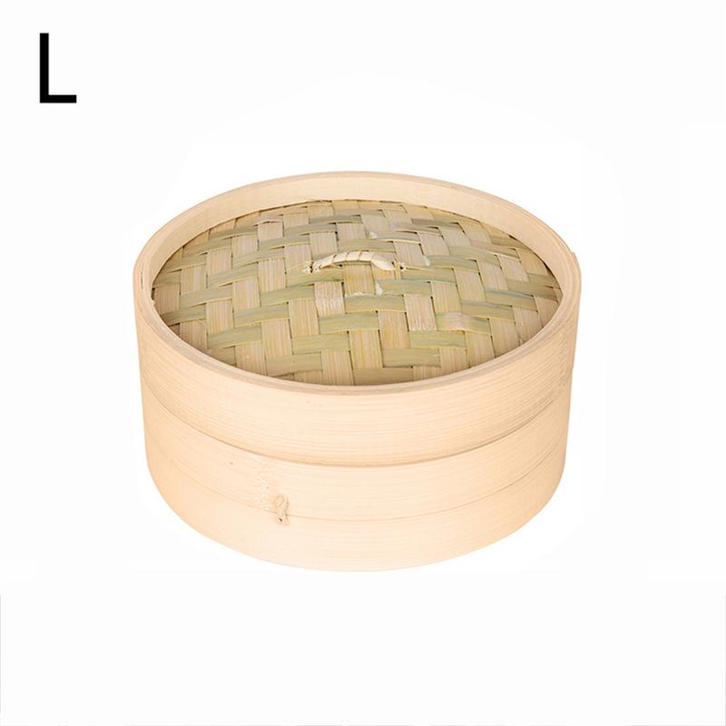 Vaporera de bambú con cubierta, cesta de vapor para aperitivos, pescado, arroz y verduras, vaporera de cocina, utensilios de cocina con calefacción: 21cm