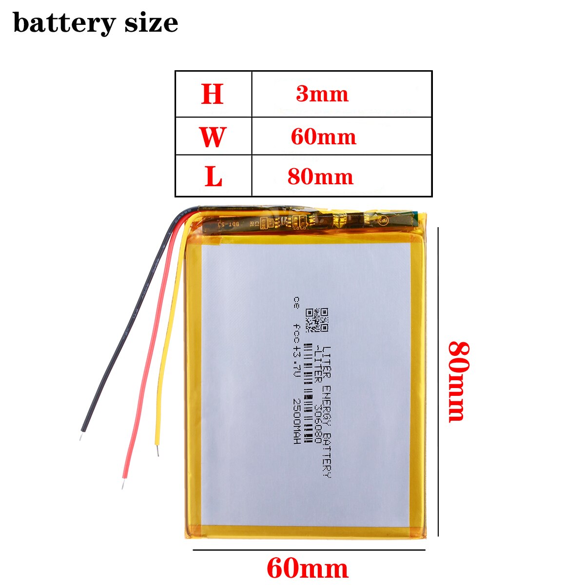 Batteria al litio polimeri di 306080 2500 mah amore landing PDA smart computer tablet 3.7 v batteria ai polimeri di 3 linea