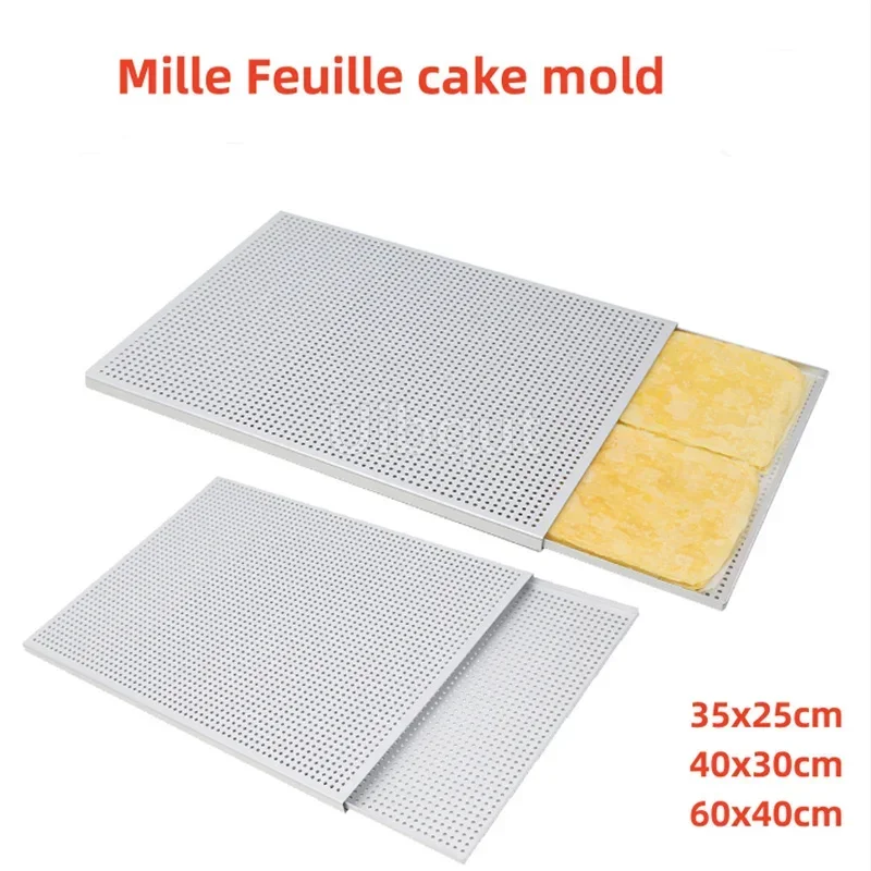 Puff Pastry Baking Tray rectangle Mille Feuille Pastry mold Perforated Dish Oven Paris Sweet Shop Napoleon baking tray With Hole