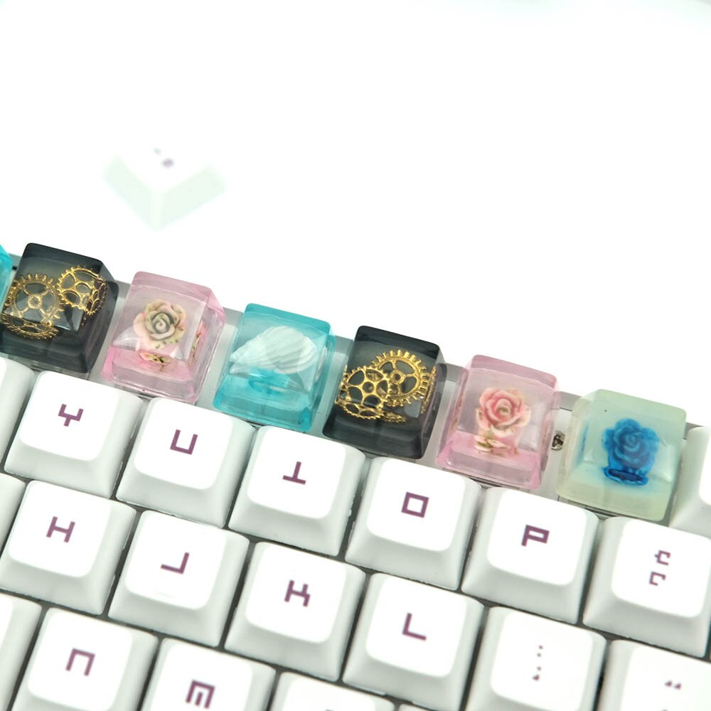 Handmade Resin Keycaps Universal Mechanical Rose Shell Keyboard Cover Computer Accessories External Keyboard Cap Decoration