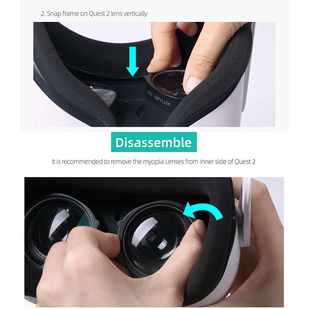 Oculus Quest 2 VR – monture de lunettes myopie, installation rapide, lentille en résine asphérique, accessoires de lunettes