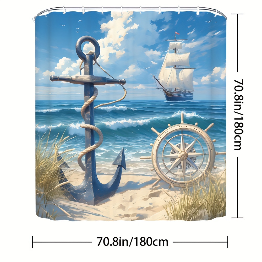 "Seaside nautisch douchegordijn" - kustbaddecor, perfect voor degenen die van oceaan houden en zeil-geïnspireerde ontwerpen"