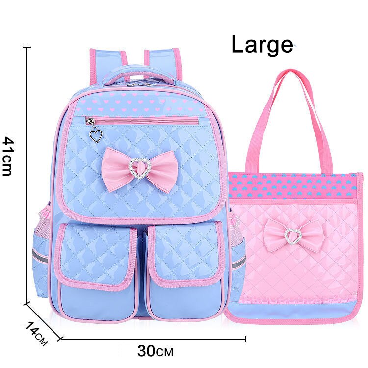 Leuke Rugzak Schooltas Voor Meisjes Pu Waterdichte Schooltassen Voor Meisjes 1-3-6 Grade Orthopedische Schooltas voor Meisjes: Large-Blue 1 Set