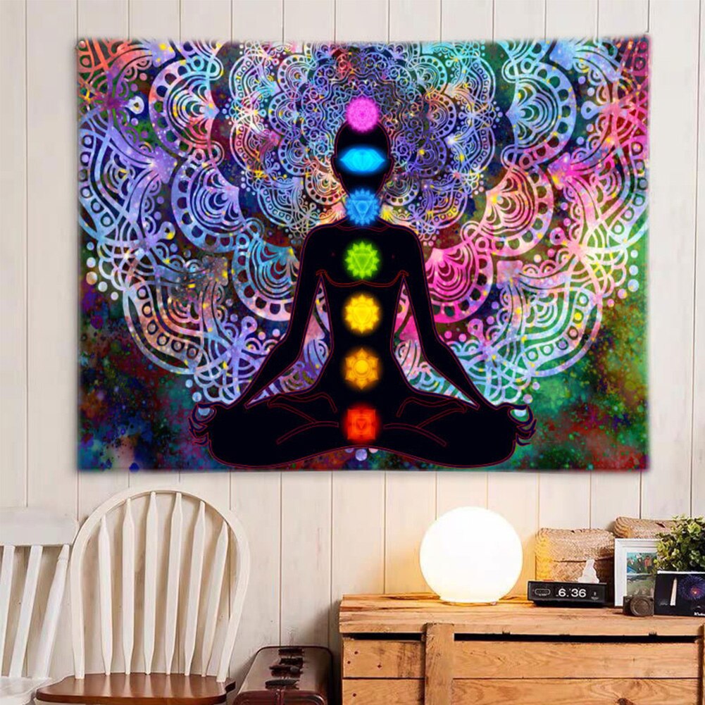 Spirituele Balkon Yoga Meditatie Achtergrond Mandala Gedrukt Home Decor Opknoping Deken Wandtapijt Zeven Chakra Divider