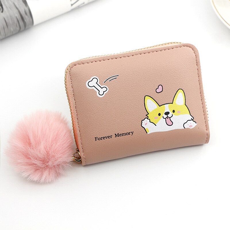 Cartera de gato con borla pequeña para mujer, Cartera de de , monedero de cuero Pu, titular de la tarjeta femenina, Billetera: R244 Pink