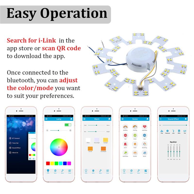 36W/48W/72W LED Ceiling Light Retrofit Lamp Emergency Replace PCB Kit LED Ring Tube Lamp with Driver WiFi APP smart control