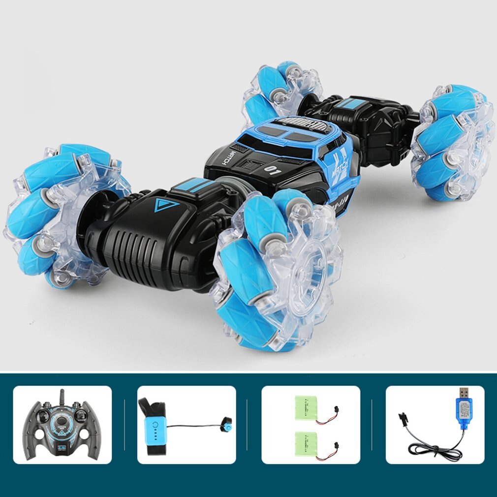 UD2196A 1:16 Stunt RC Car Double Side Twisting Vehicle Drift Car Driving Toy Remote Control Stunt RC Car For Children: Blue 2B