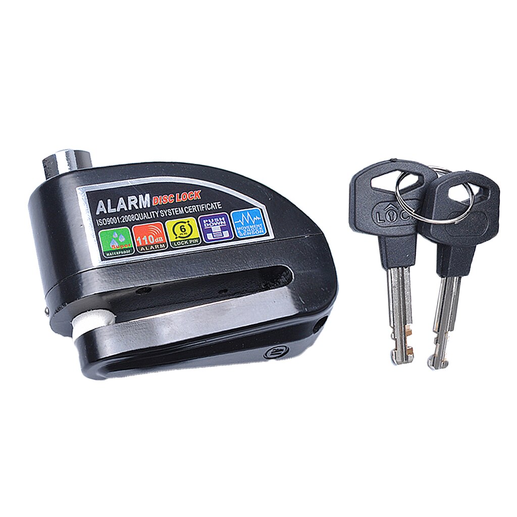 Motorbike Wheel Locks, Aluminum Alloy Anti-Theft Disc Brake Alarm Lock for Motorbikes Motorcycle Bike Scooter Moped ATV (Black)