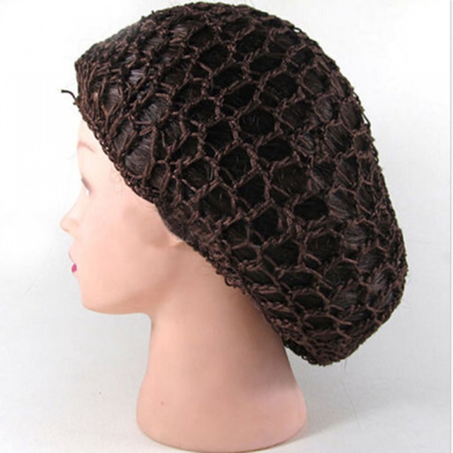 Gorro de ganchillo de rayón suave para mujer, accesorios para el cabello, diademas de gran tamaño, 5 colores de red, novedad: brown
