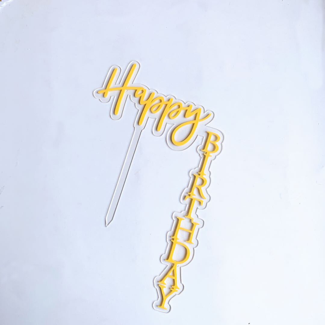 1pcs Happy Birthday Cake Topper Rose Gold Acrylic Vertical Gold Cake Topper For Birthday Party Cake Decorations: G