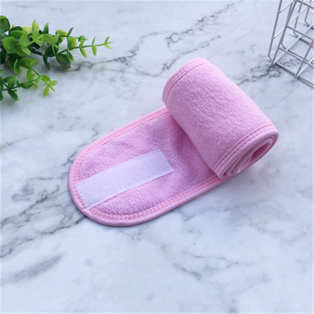 Diadema ancha ajustable para mujer, accesorios de maquillaje para Yoga, Spa, ducha, maquillaje, cosmética facial: Rosa