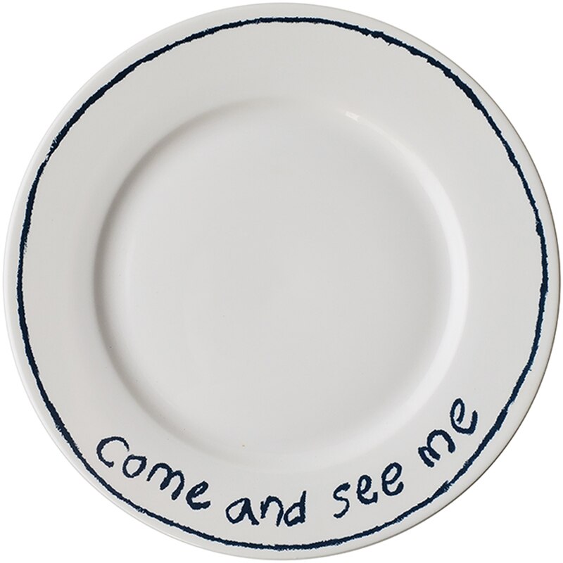 8 inch Lovely Ceramic Plates Dessert Plate Breakfast Cake Dessert Flower Fruit Letters Pattern Dish Home Decorations: C