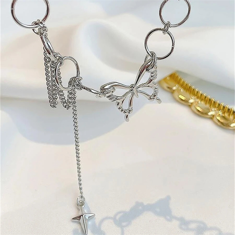 Trendy sommerfuglkvast halskæde hul nøglebenskæde enkel dame temperament smykker krave para mujer krave