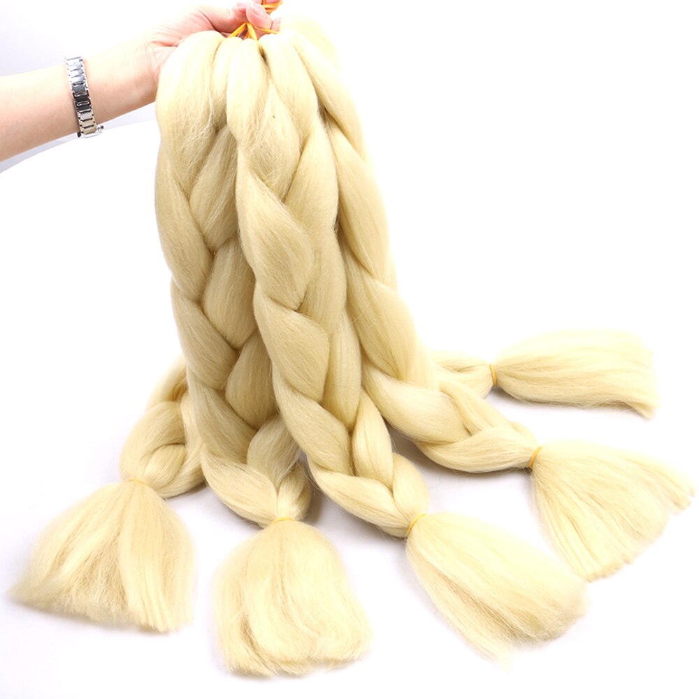 Pelo trenzado Jumbo de ganchillo sintético de baja temperatura, fibra sintética ignífuga para trenzas de fibra en caja, extensiones de cabello 100g