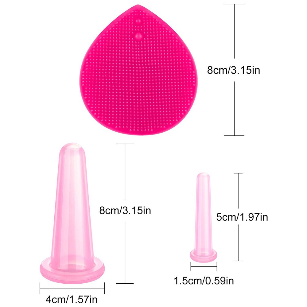 7Pcs Cupping Facial Set Voor Gezicht Eye Cupping Massage, facial Cupping Set Siliconen Cups Met Exfoliërende Borstel Voor Gezicht Hals Huid