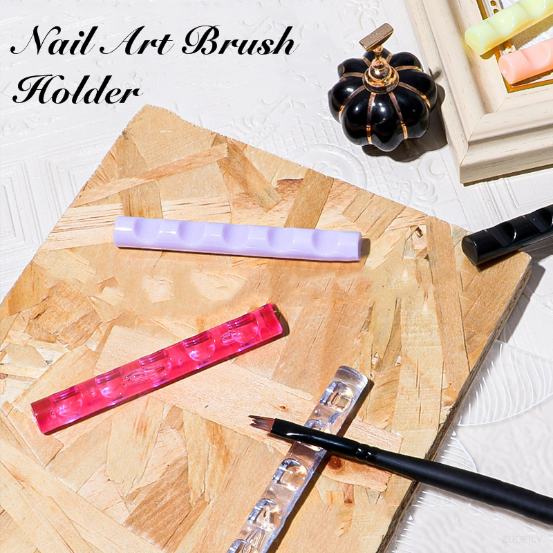 1 st nagelkonstborstehållare stativ med 5 rutnät nagelmålningspennhållare manikyrpennhållare stativ hylla akryldisplay manikyrverktyg