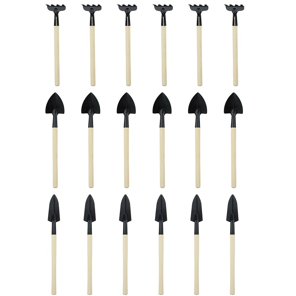 18pcs Garden Tool Set Mini Shovels Spade Rake Wooden Handle Metal Head Potted Flower Plants Gardening Tool