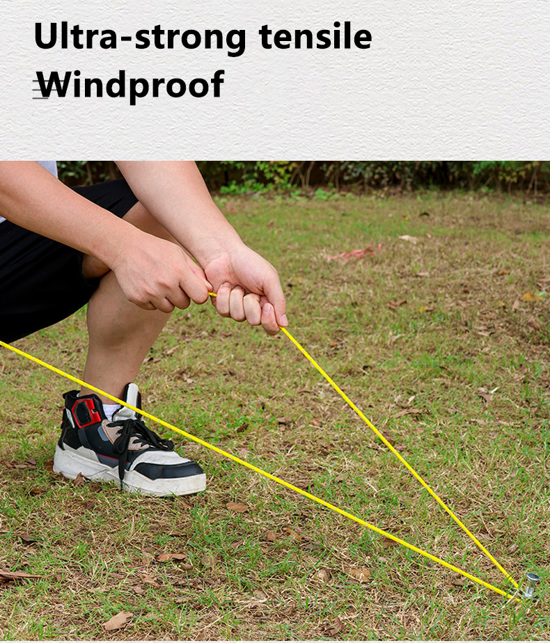 4m slitstarka tältrep lysande högreflekterande tältrep med spänne multifunktionellt robust tältrep för utomhusbruk/strand/camping