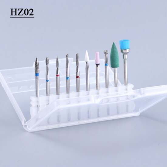 Nail Drill Bits Set Box Cuticle Elektrische Manicure Pedicure Diamant Keramische Borstel Bestand Freesmachine Accessoires Tool TRHZ01-04: HZ02