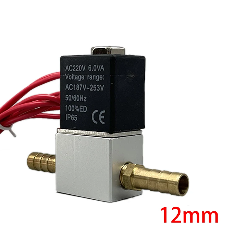 Électrovanne électrique pneumatique 12V 24V 220V, 2 positions, 2 ports, vanne magnétique d'air normalement fermée, connexion de tuyau 6mm 8mm: Herbe vert / 1/2"