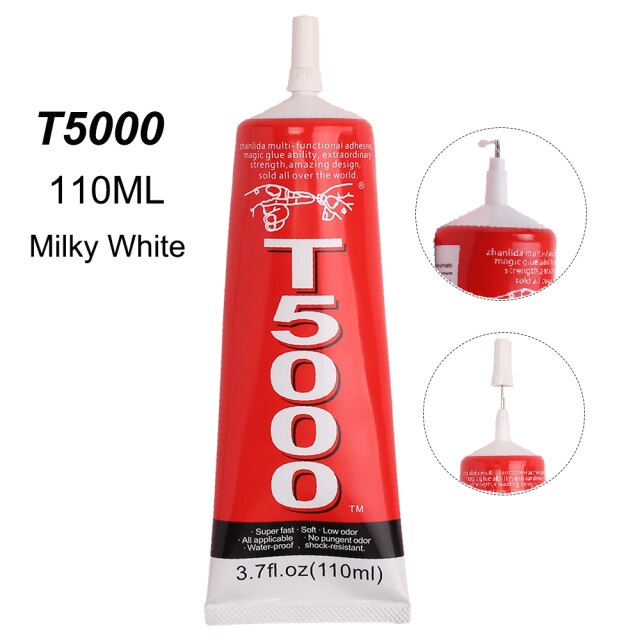 Trasparente 110ML Super T8000 telefono colla T-8000 gomma epossidica legno tessile adesivo scuola diamante gioielli tallone T9000 T7000 T6000: White T5000 110ML