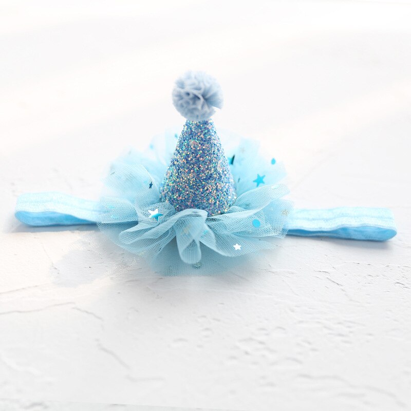 Diademas DE CORONA DE Princesa para niña, diademas de encaje brillante, accesorios para el cabello para niña, sombrero de de cumpleaños, decoración: Blue Headband