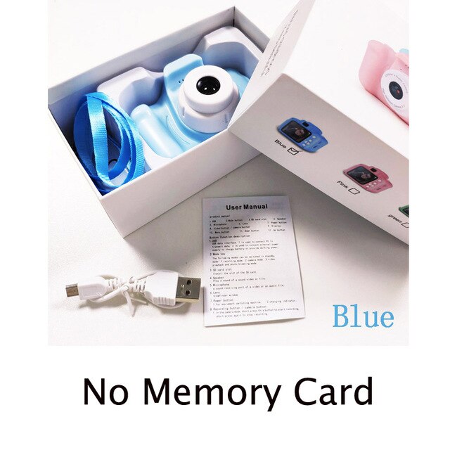 Mini Digital Camera Toys for Children Photography Props 2 Inch HD Screen Chargable Camera Electronic Toys Baby Birthday: Blue No Card