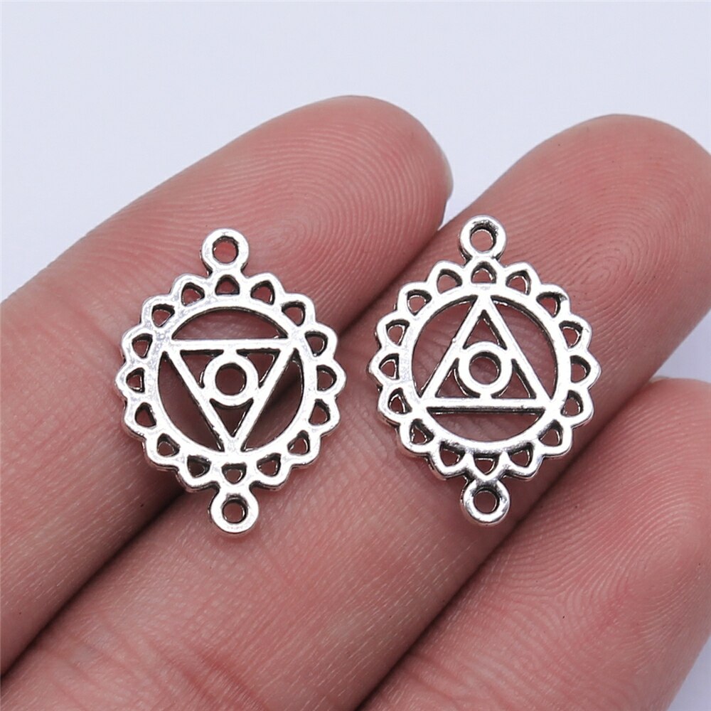 WYSIWYG 14 piezas de 20mm, 7 estilos de Chakra, accesorios de joyería, artesanales, Conector de Chakra, encantos de Color plata antiguo: 6