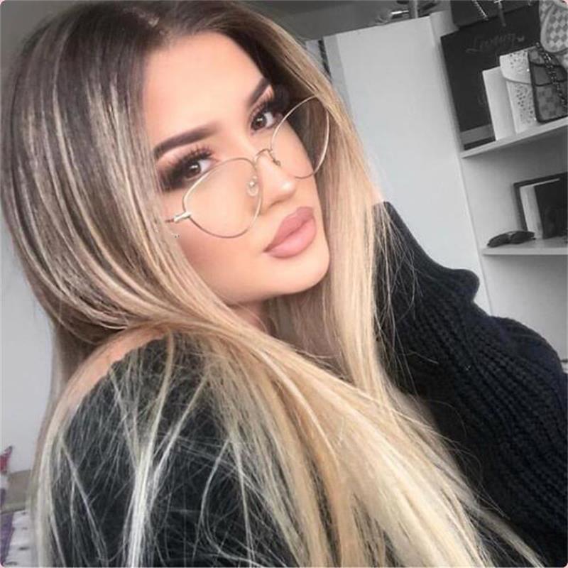 Óculos gatinho de metal fino, óculos femininos transparentes de marca de luxo, óculos retrô para mulheres