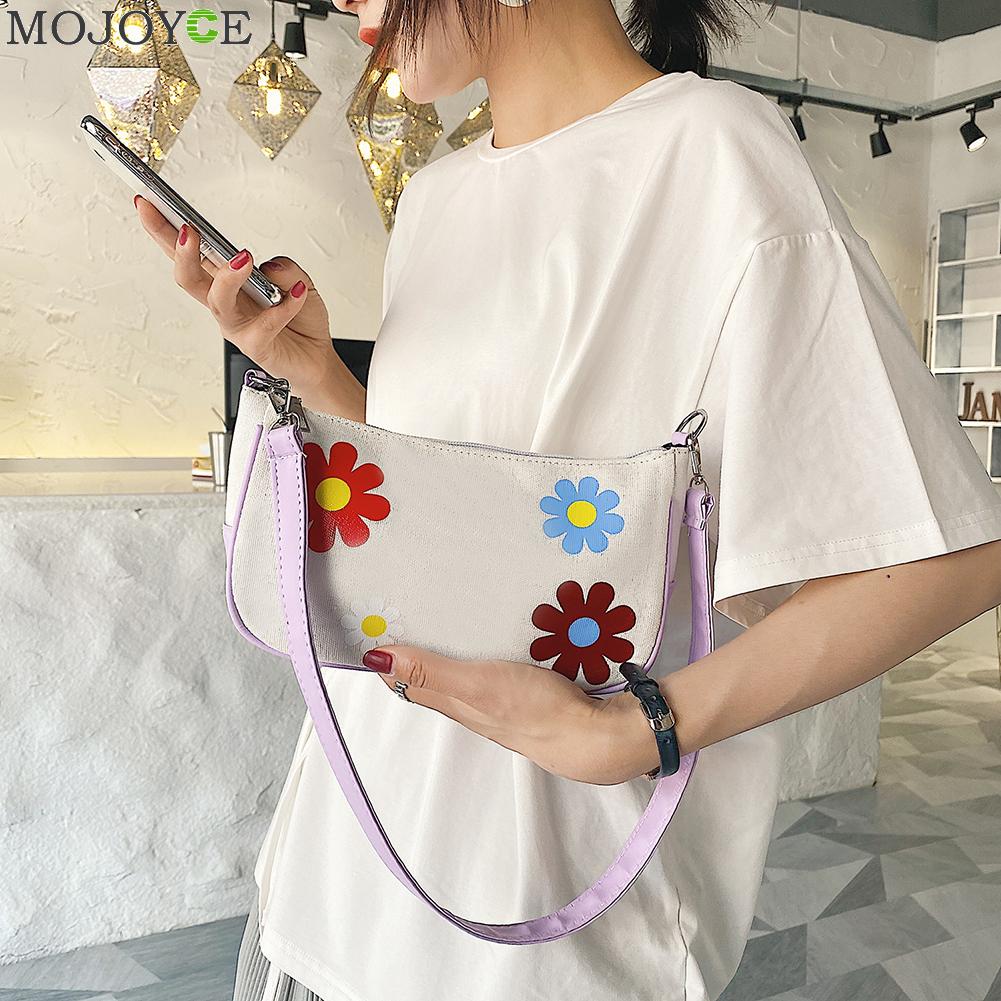 Décontracté toile sac à bandoulière femmes classique Texture délicate Chic fleur PU épissage petite femme pochette de messager