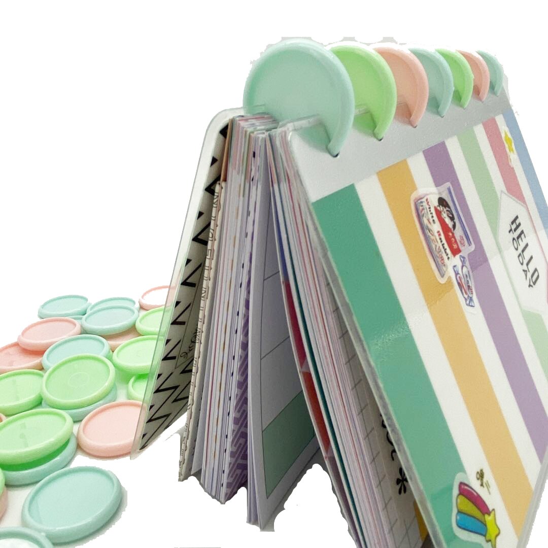 100pcs30mm Binding Ring Plastic Ring Buckle Mushroom Hole Loose-leaf Notepad Plastic Binding Discs Macaron Disc Binding Fichario
