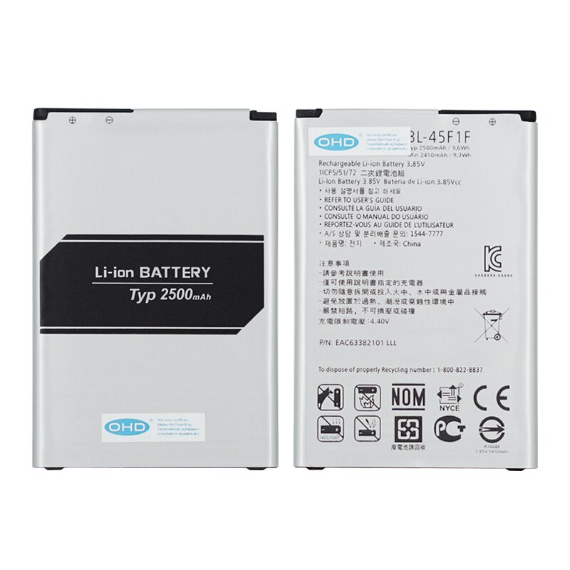 OHD Neue Original BL-45F1F Batterie Für LG k8 K4 K3 M160 LG Aristo Frau210 2410mAh X230K M160 X240K LV3 Ausführung K8) 2500mAh