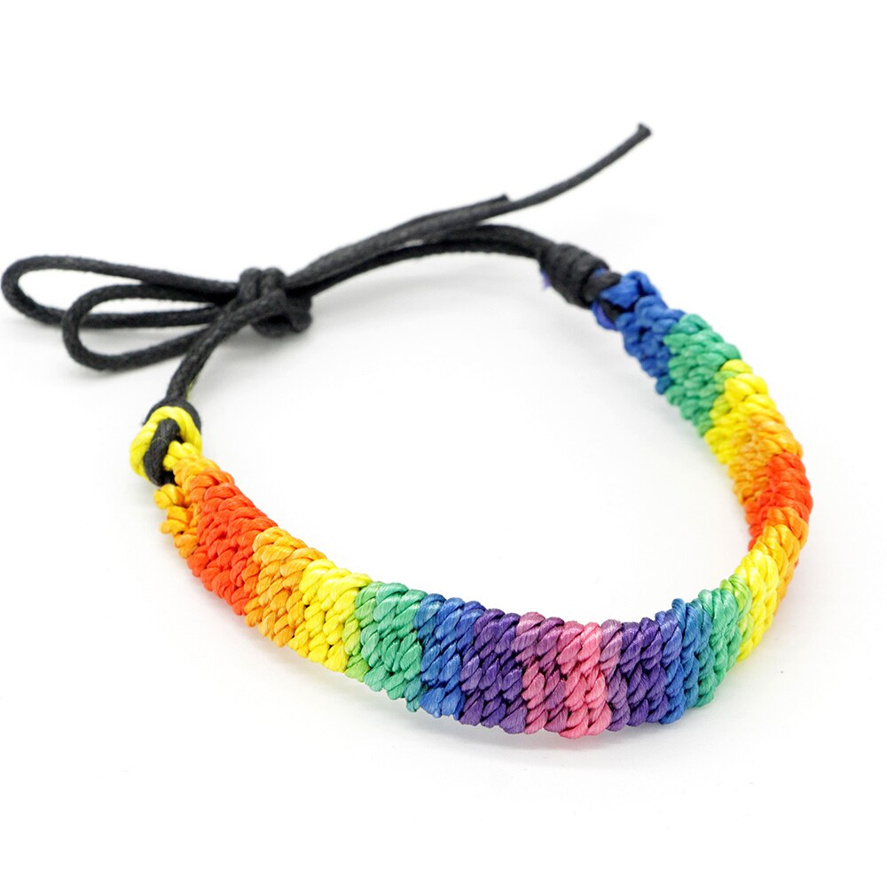 Simple Power Gay Pride LGBT Rainbow Unisex Armband Sieraden Lesbische Biseksuele Handgemaakte Knoop Trans Touw Ketting voor Mannen Vrouwen