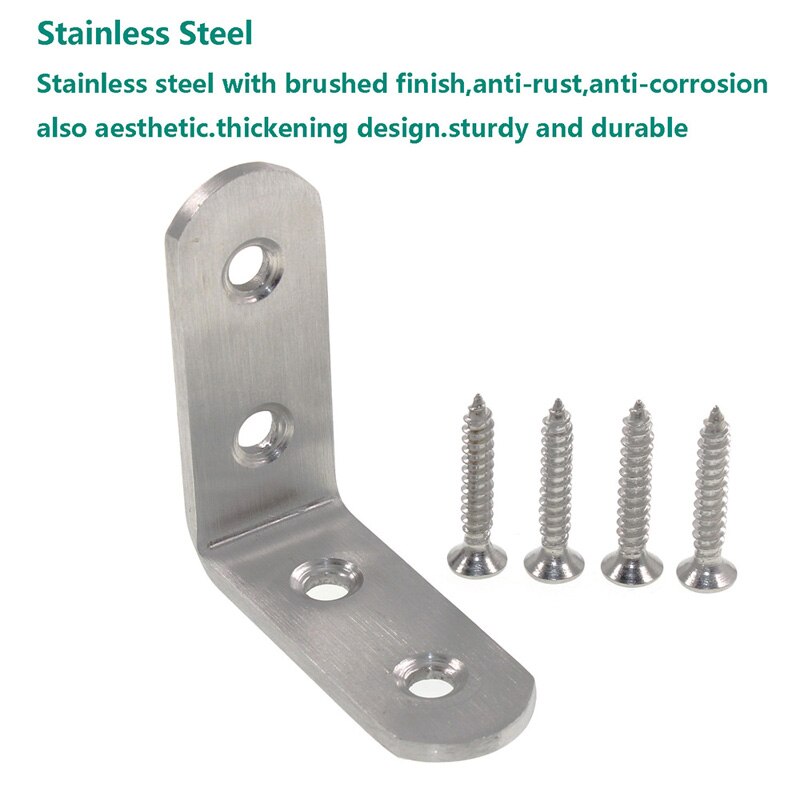 6Pack L Bracket Corner Bracket,Stainless Steel Corner Brace Joint Fastener Shelf Support,90Degree Angle Bracket