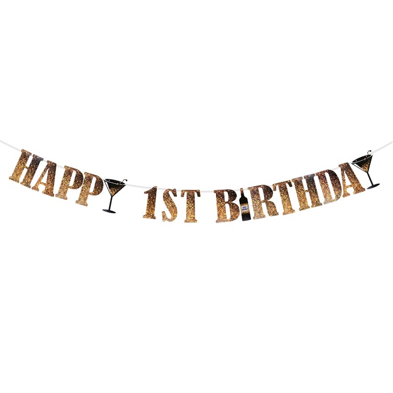 Guirnalda de papel para de cumpleaños de adultos, pancarta de color dorado y negro, de cumpleaños colgante para decoración, 18, 21, 30, 40 y 50 años: B01