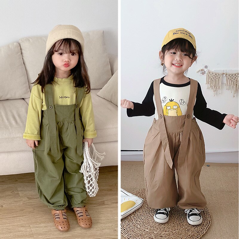 5118 Kinderen Wijde Pijpen Bretels Broek Koreaanse Baby Jongen Jarretel Overalls Broek Meisje Effen Bib Broek Broek Kleding