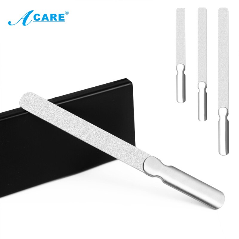 ACARE-Juego de limas de acero inoxidable para uñas, herramienta de manicura pedicura de cabeza redonda, para mujer, belleza de uñas, piel muerta