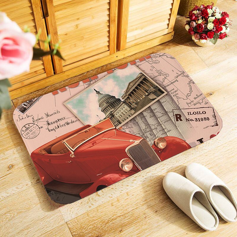 40 x 60cm buitendeurmat, klein vloerkleed voor slaapkamer, keuken, hal, deurmat, antislip, retro, europa, parijs, schilderachtig: Mu 229