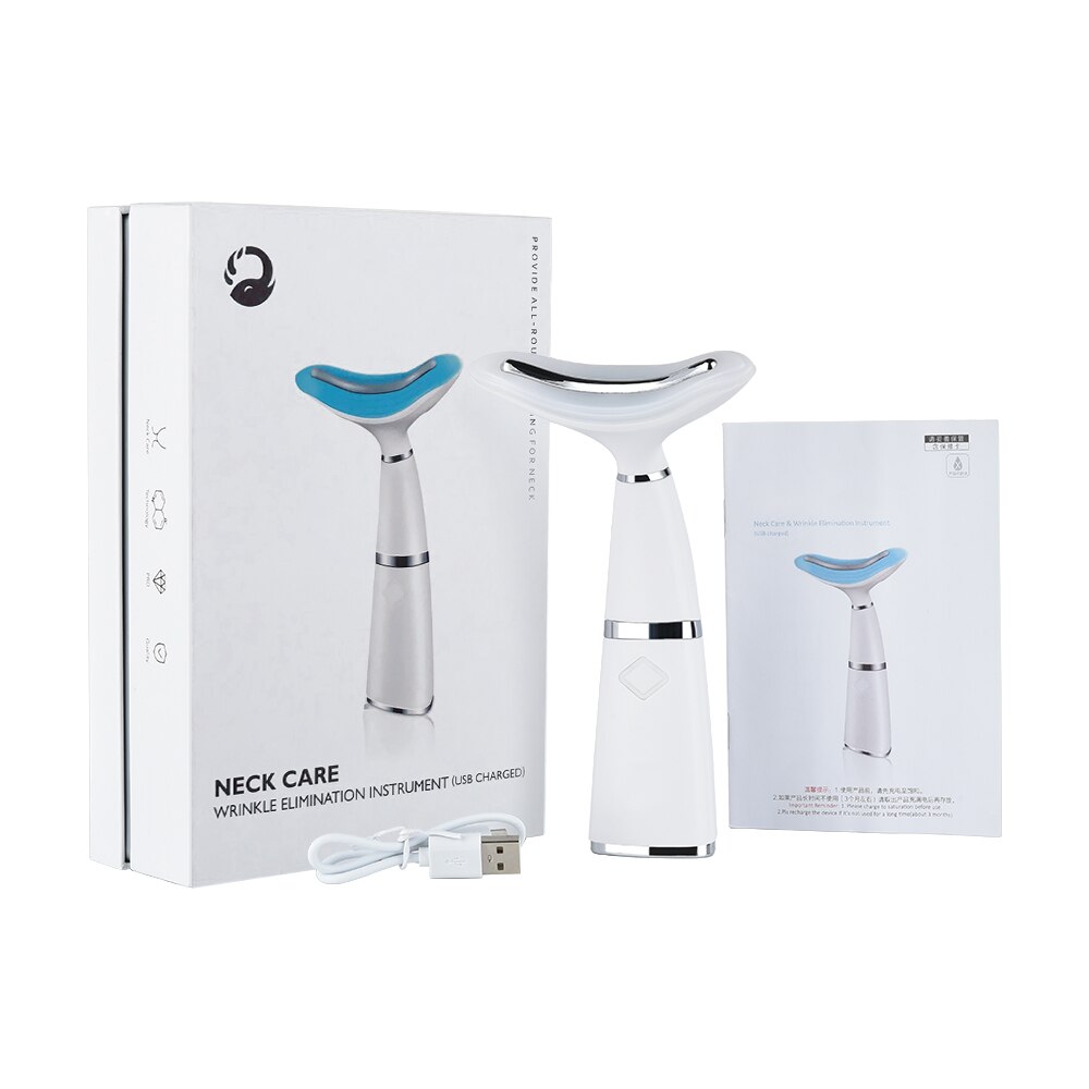 3 Colors LED Photon Therapy Neck Face Lifting Tool IPL Vibration Skin Tighten Reduce Double Chin Anti Wrinkle Beauty Device Tool