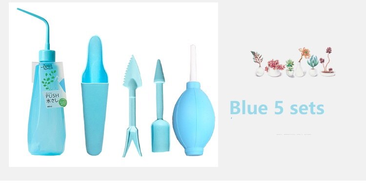 Bouteilles d'arrosage plantes miniatures | Mini ensemble d'outils à main de jardinage multifonctions plantes succulentes, outils de jardinage: Blue 5pcs