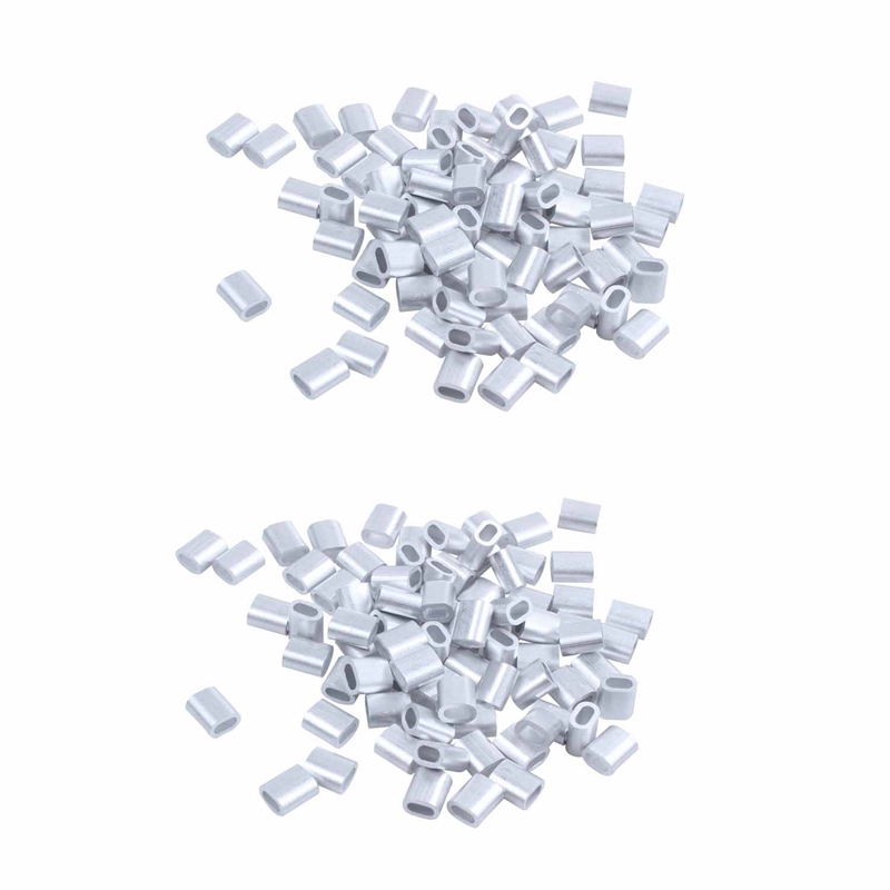 2mm Aluminum Double Hole Wire Rope Clamp Clip Sleeve 160 Pcs