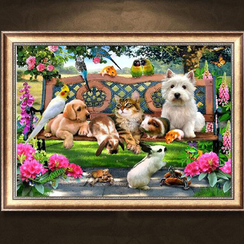 5D DIY pintura de diamantes pintados animales de dibujos animados gatos mosaico bordado Animal punto de cruz bordado artesanía Decoración