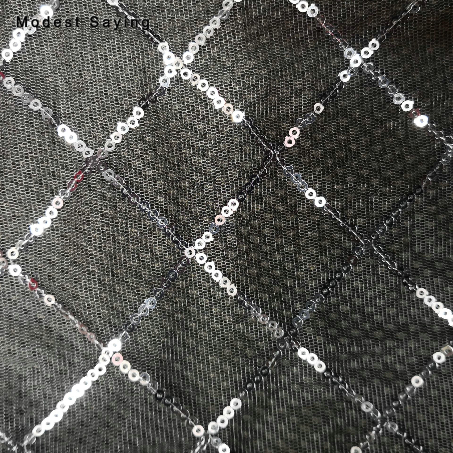 2 Yards Yellow Square Sequins Fabric for Evening Dresses Wedding Party Sparkly Glitter Cloth for Craft Mesh Decoration Material