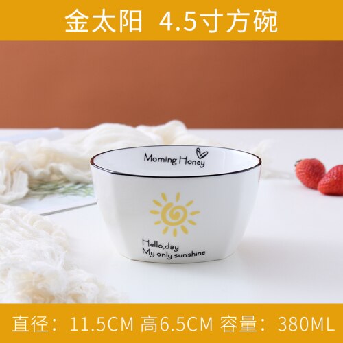 Vajilla para desayuno para una persona, plato de cerámica para pérdida de peso para niños, tres compartimentos: Circle Gold Sun