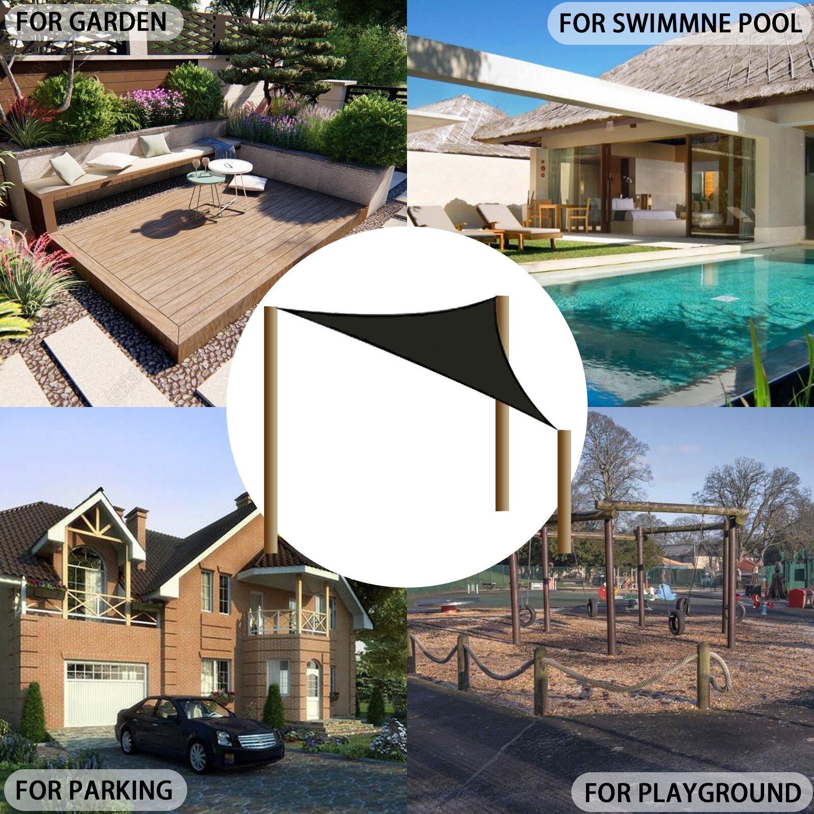 Waterproof Canopy Sun Shelter Triangle Sunshade Outdoor Canopy Garden Patio Pool Shades Sail Awning Camping Shade Cloth Anti-UV