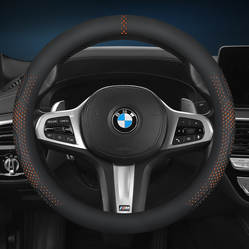 Universal Car Steering Wheel Cover 14.5-15 Inch, 3D Textured Non-Slip with Breathable Napa Leather: MULTI