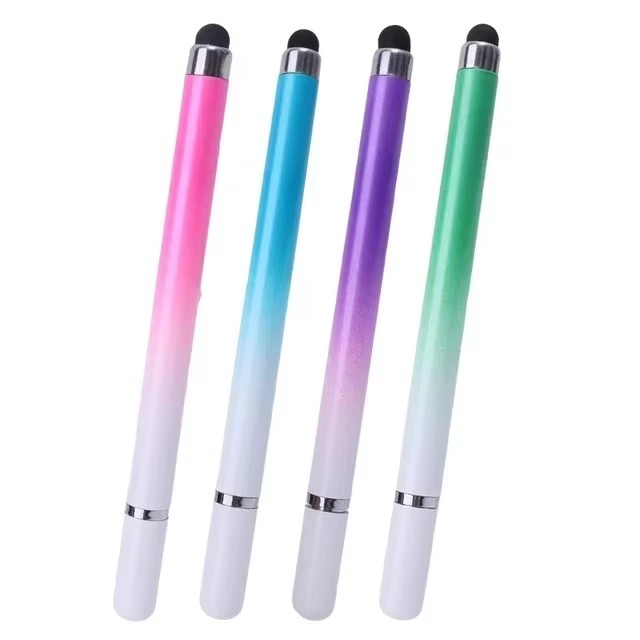 Lápiz óptico Universal 2 en 1 para tableta, lápiz capacitivo de dibujo para teléfono móvil, IPad, teléfono móvil, tableta, lápiz táctil capacitivo: Morado